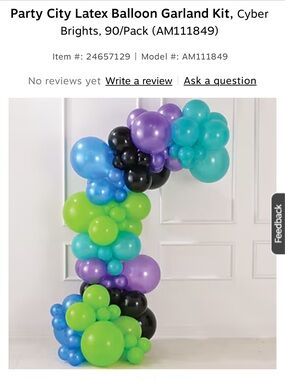 Party City Latex Balloon Garland Kit, Cyber Brights, 90/Pack (AM111849) NWT